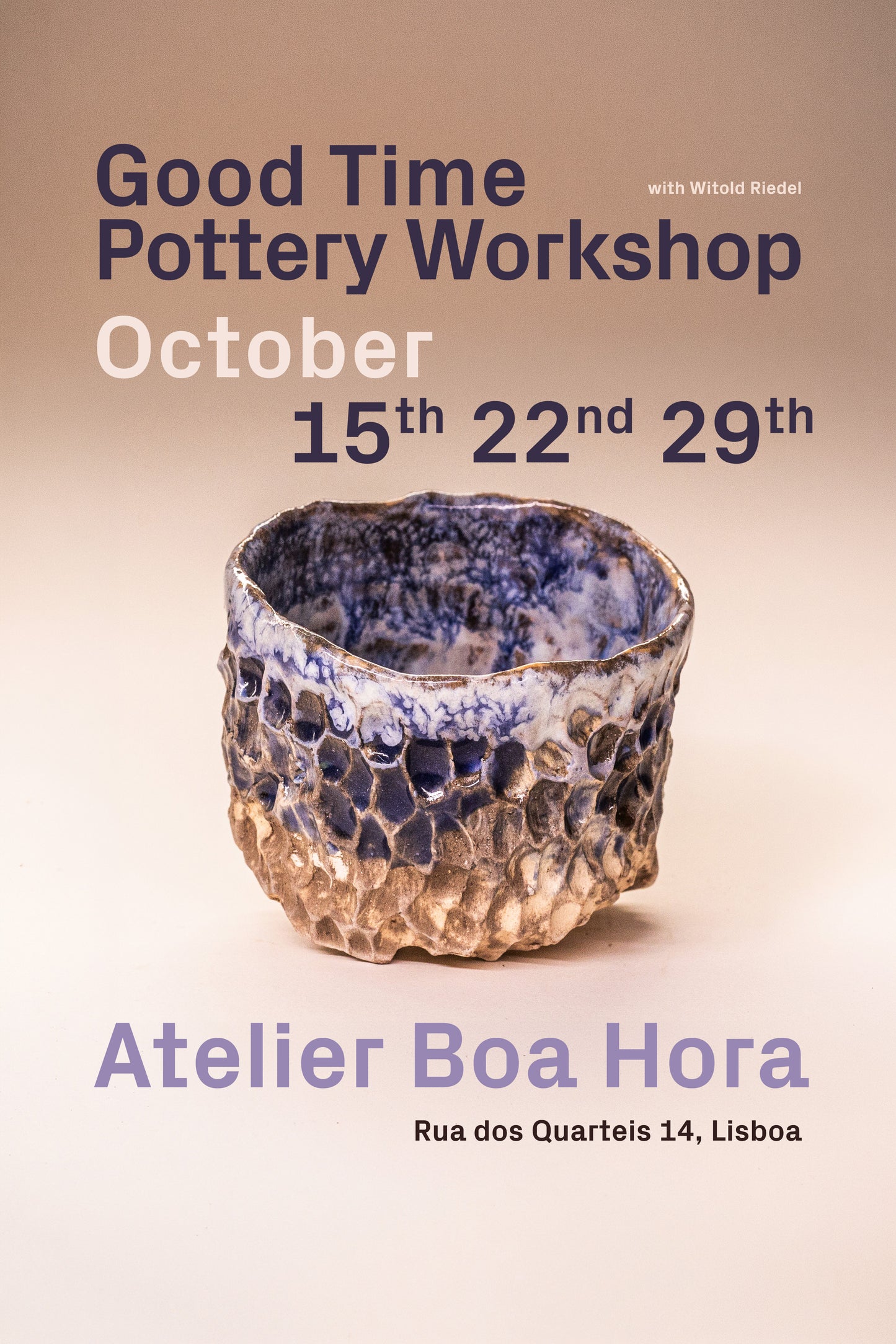 Good Time Pottery Workshop, October 2026. Three Wednesdays